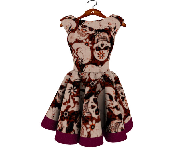 [ZE] Skulls & Roses Party Dress {PINKY}