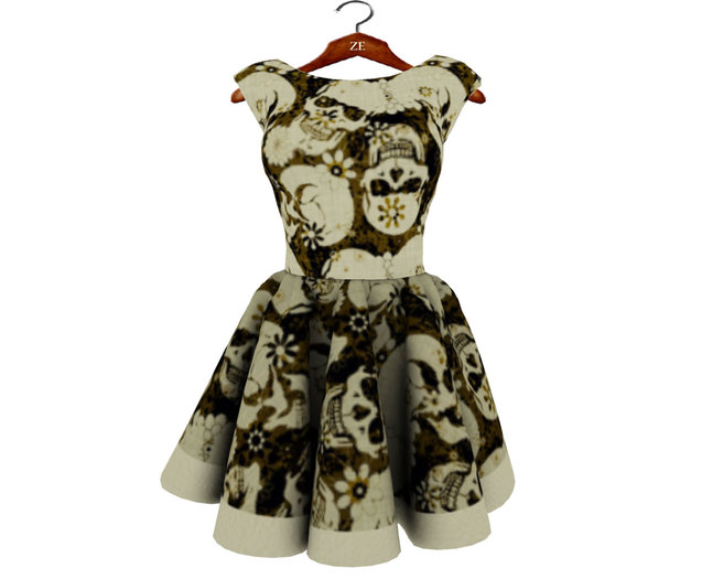 [ZE] Skulls & Roses Party Dress {NATURAL}