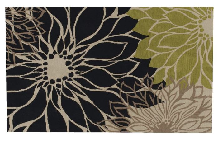 black green brown flower rug