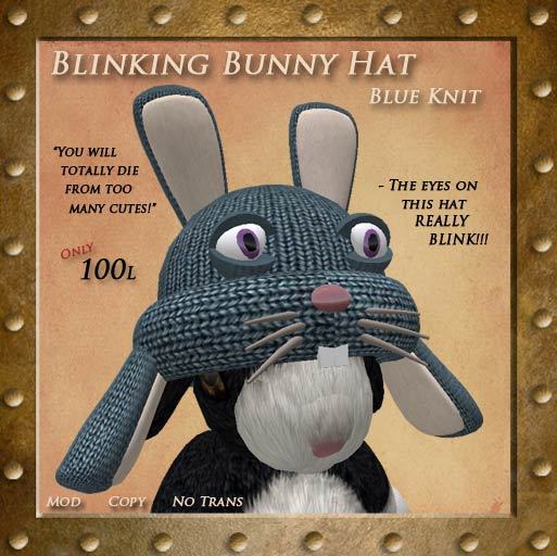 Blinking Bunny Hat for Tinies: Blue Knit