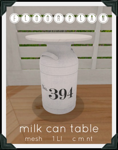floorplan. milk can table [ boxed ]