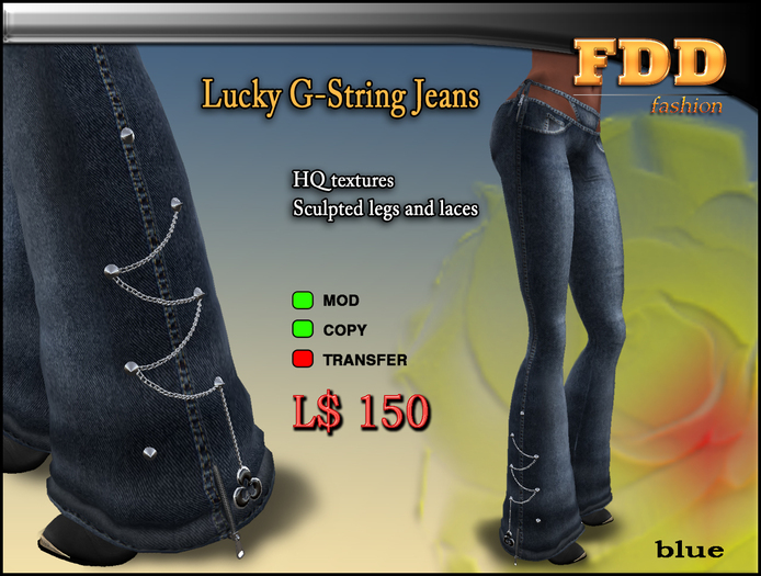 FDD ~ Lucky G-String Jeans Blue
