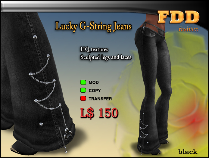 FDD ~ Lucky G-String Jeans Black