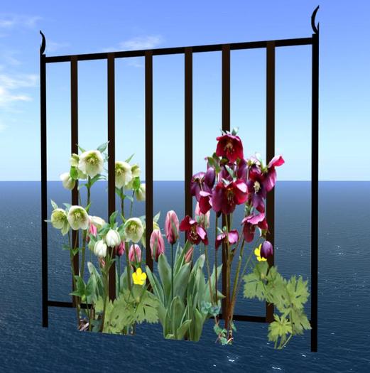 fence MODERN 5 with flowers, copy