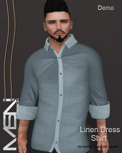 Second Life Marketplace - [MSN Design] Mens Mesh Linen Dress Shirt [DEMO]