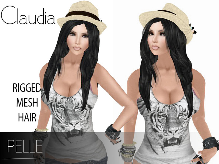 Pelle - CLAUDIA 100% RIGGED MESH HAIR BLACK WITH PANAMA HAT 