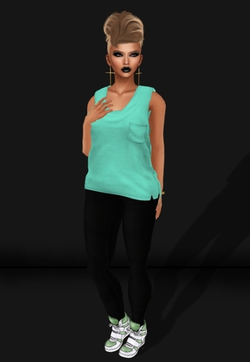 .R:R. Rocsie Tank Tops - MESH - Aqua