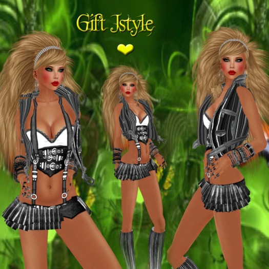 GIFT SEXY OUTFIT GRAY+JACKET+SKIN+SHAPE+JEWELLRY+BOOTS