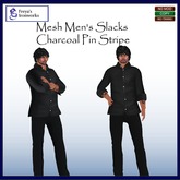 Mesh Men's Slacks - Charcoal Pin Stripe