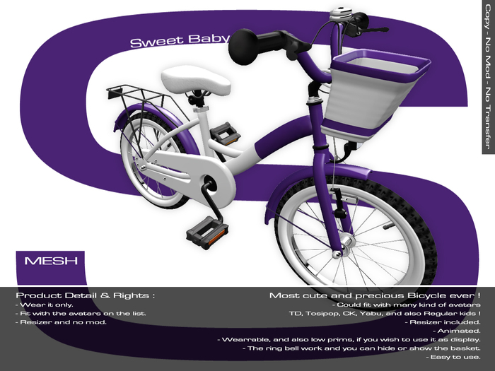 Sweet Baby - Bicycle Mesh for Kids - Purple