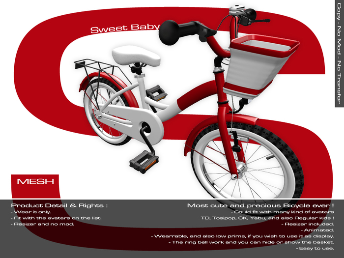 Sweet Baby - Bicycle Mesh for Kids - Red