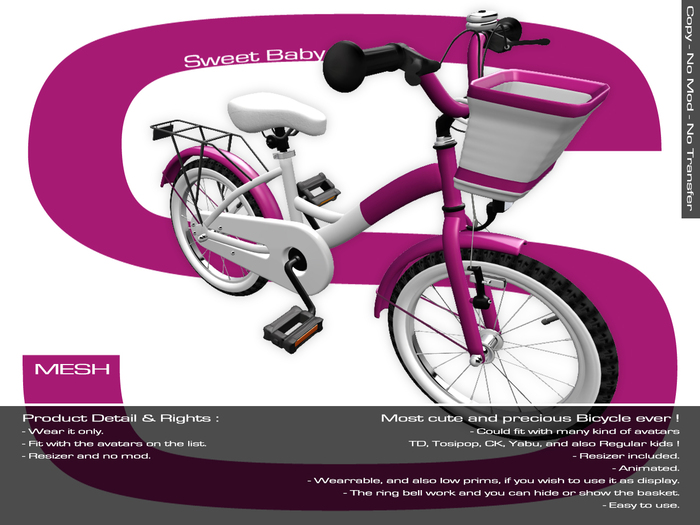 Sweet Baby - Bicycle Mesh for Kids - Pink