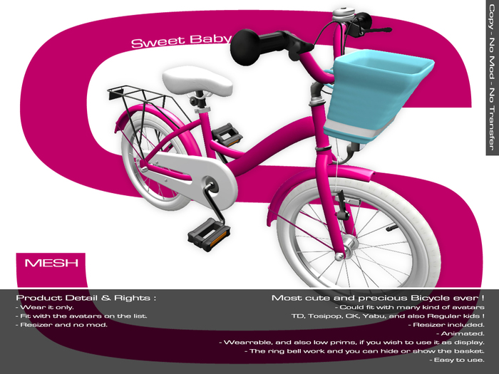 Sweet Baby - Bicycle Mesh for Kids - BB Pink