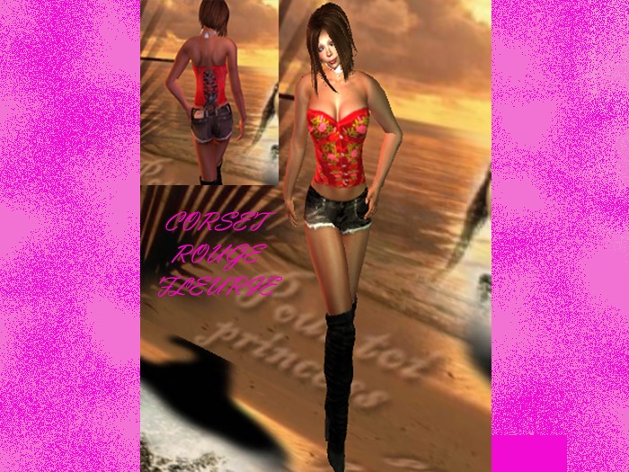 corset rouge fleurie