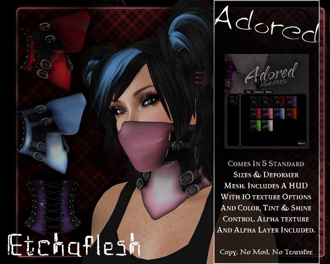 [Etchaflesh] Mistress Adored Mask/Neck Corset W/ HUD