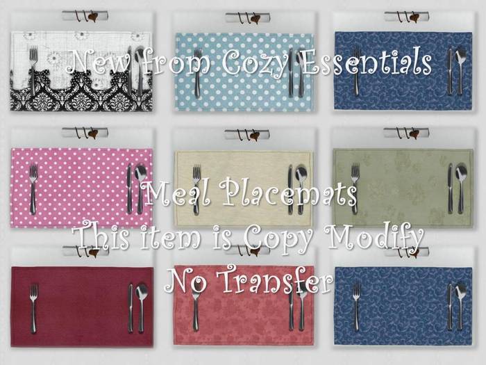 {CE} Meal Placemat {Casual} Touch napkin for utensils