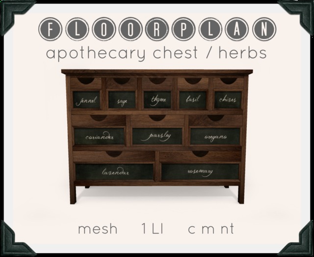 floorplan. apothecary chest / herb [ boxed ]