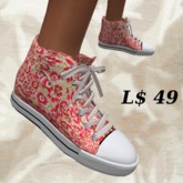 ...Sneakers beige/red flowers...