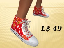 ...Sneakers white/red flowers...