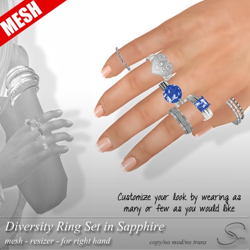 [Stellar] Diversity Ring Set in Sapphire (mesh)