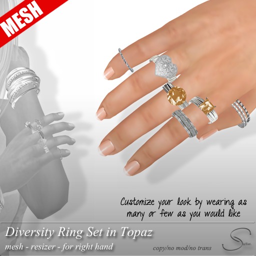 [Stellar] Diversity Ring Set in Topaz (mesh)