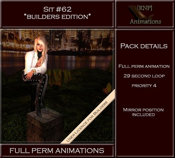 [RNP] Sit #62_Full Perm Low Wall Sit animation