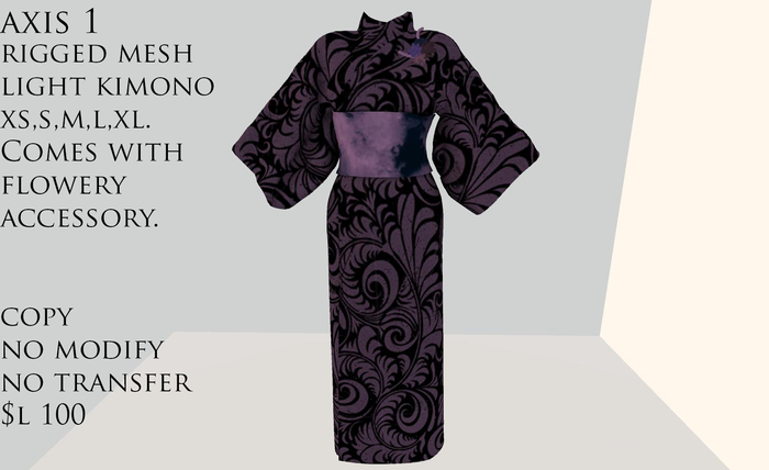 Dingy Black Rigged Mesh Kimono