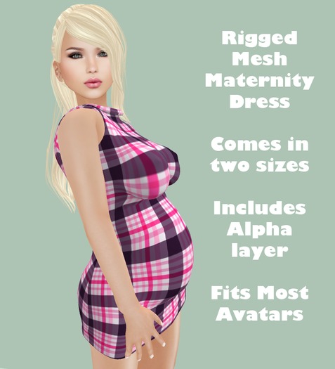 Busty Pregnancy Dress - Pink Plaid
