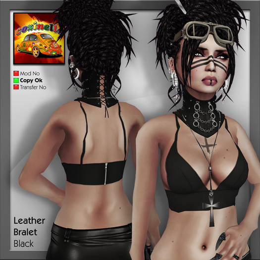 Coxi -  Black - Leather bralet Top