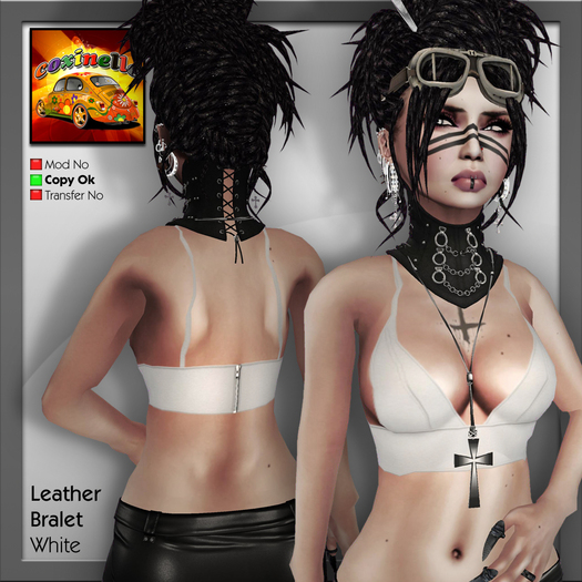 Coxi -  White - Leather bralet Top