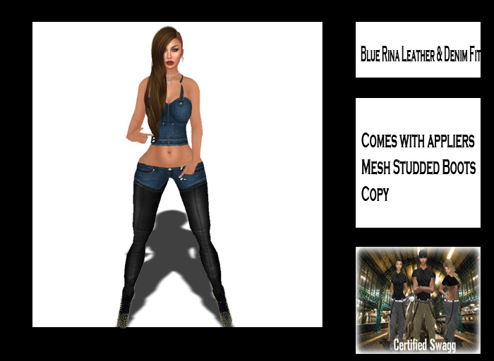 C.S Blue Rina Denim & Leather Fit