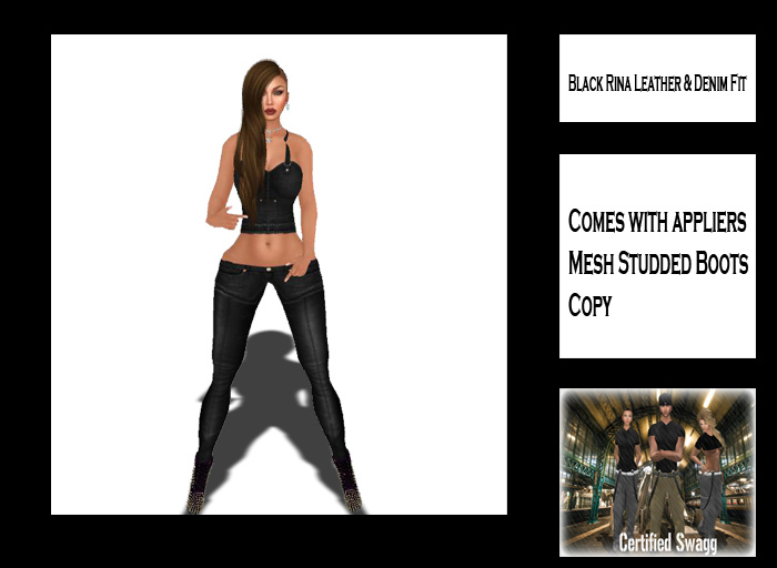 C.S Black Rina Denim & Leather Fit