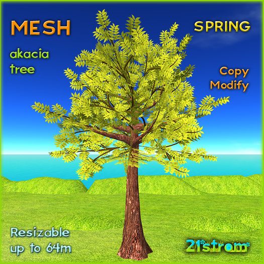 100% MESH Akacia tree - SPRING - Low prim mesh tree, copy, full modify