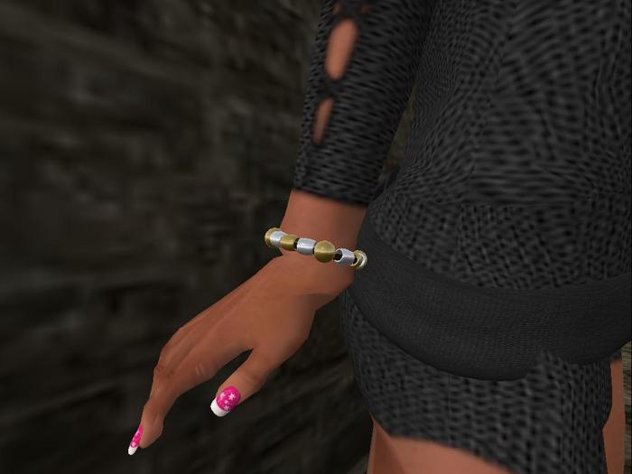 Box, necklace, ear balls, 2 bracelets