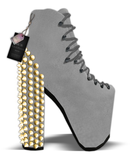 RaMa RoWanberry - Hellbound Platform Boot White - Spikes.GOLD
