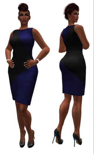 Colorblocked Mesh Dress Blue/Black