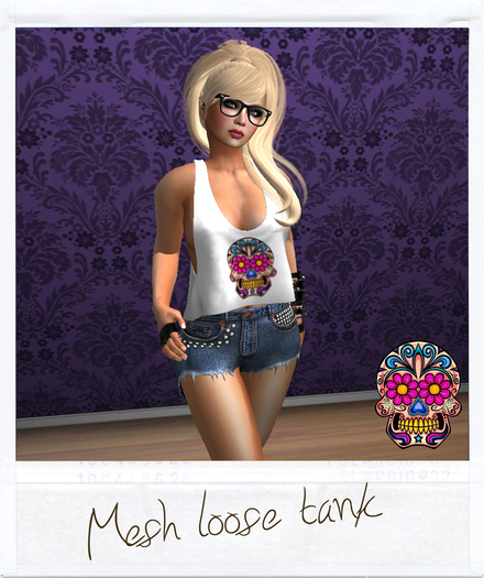 ~*~Sticky & Sweet~*~ Mesh loose tank - skull