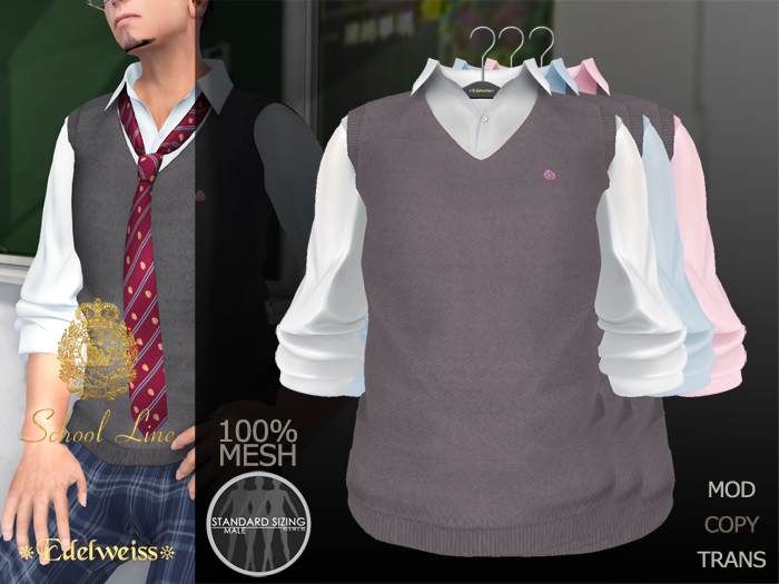 *Edelweiss* School-Line Vest Mens - lightgray