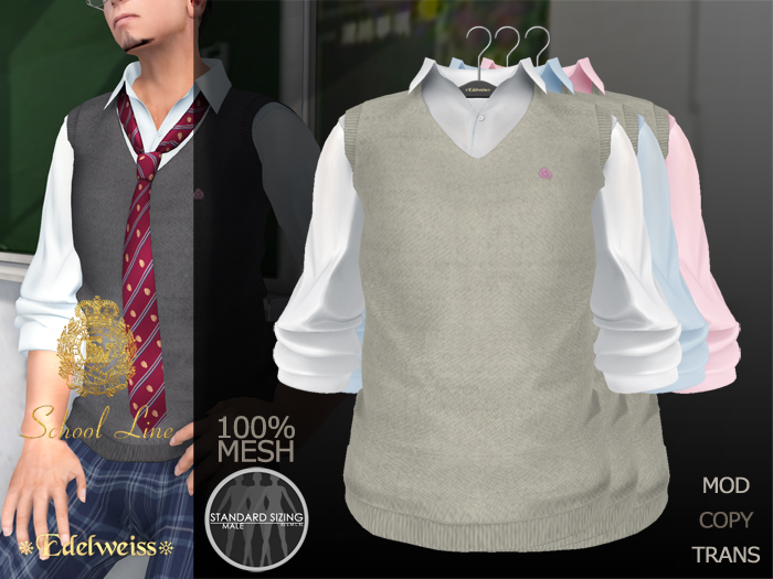 *Edelweiss* School-Line Vest Mens - ivory