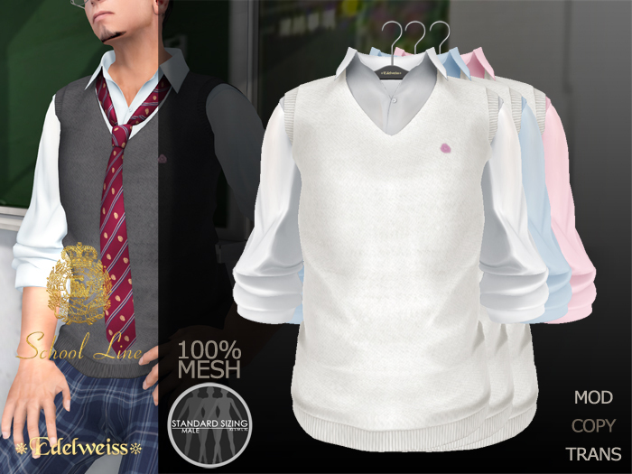 *Edelweiss* School-Line Vest Mens - white
