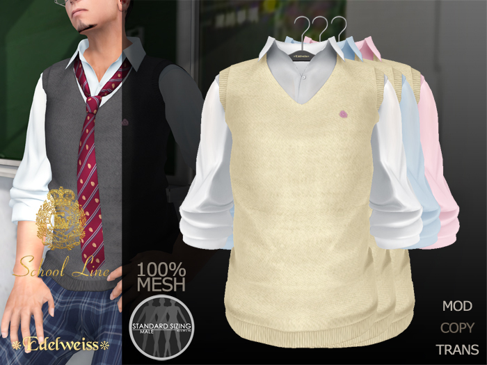 *Edelweiss* School-Line Vest Mens - cream