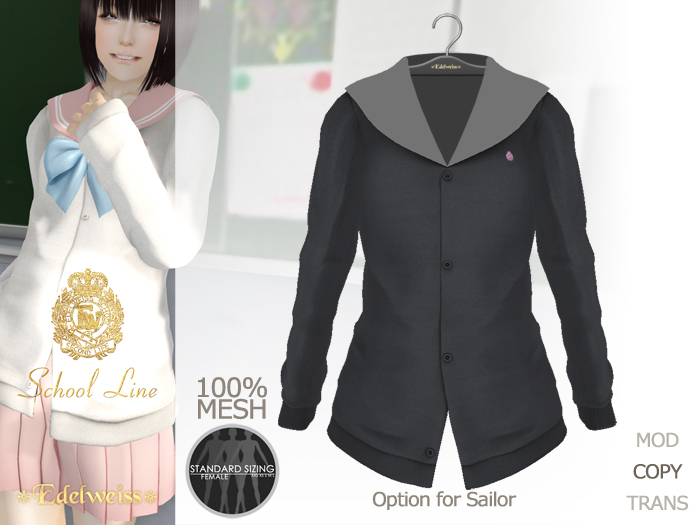 *Edelweiss* School-Line Sailor Cardigan - gray