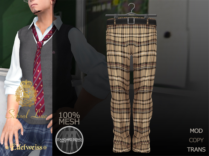 *Edelweiss* School-Line Pants Mens - beige