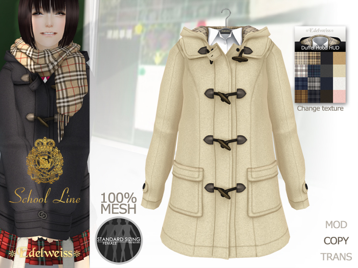 *Edelweiss* School-Line Duffel Coat - cream