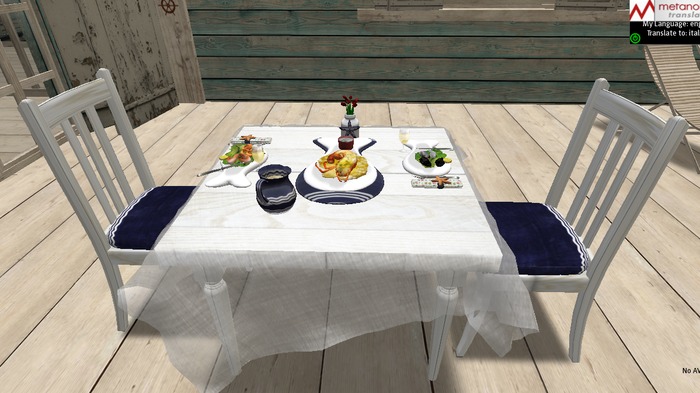 Simay Design-White wood Chairs 8anim. and table 6 equip.