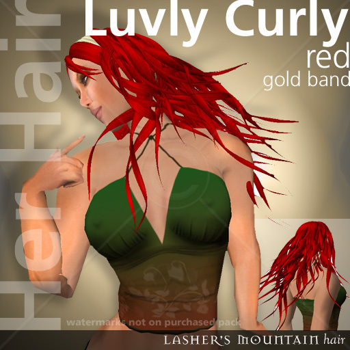 Luvly Curly Red  Female Hair With Gold Head Band - Resell