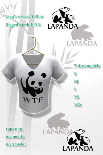 ;[LaPANDA]; WTF Panda white Men's V-neck Tee Mesh