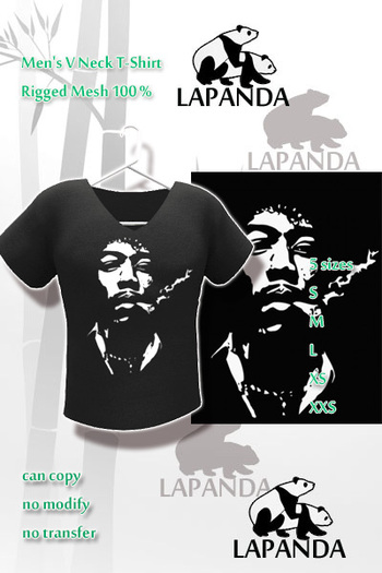 ;[LaPANDA]; Jimi Guitar King Men's V Neck Tee Mesh