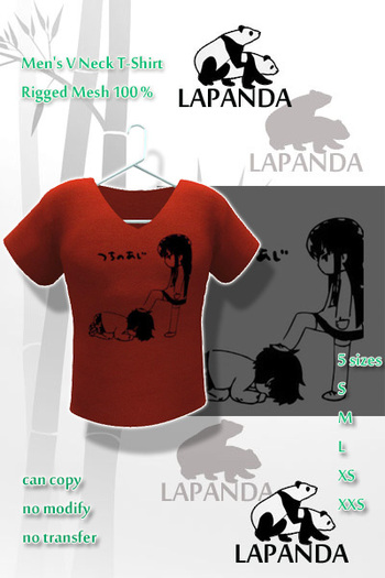 ;[LaPANDA]; Manga Red Men's V Neck Tee Mesh