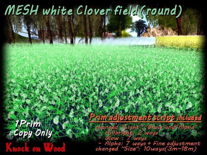 [KoW] MESH white Clover field (round) （Resize & adjustment）